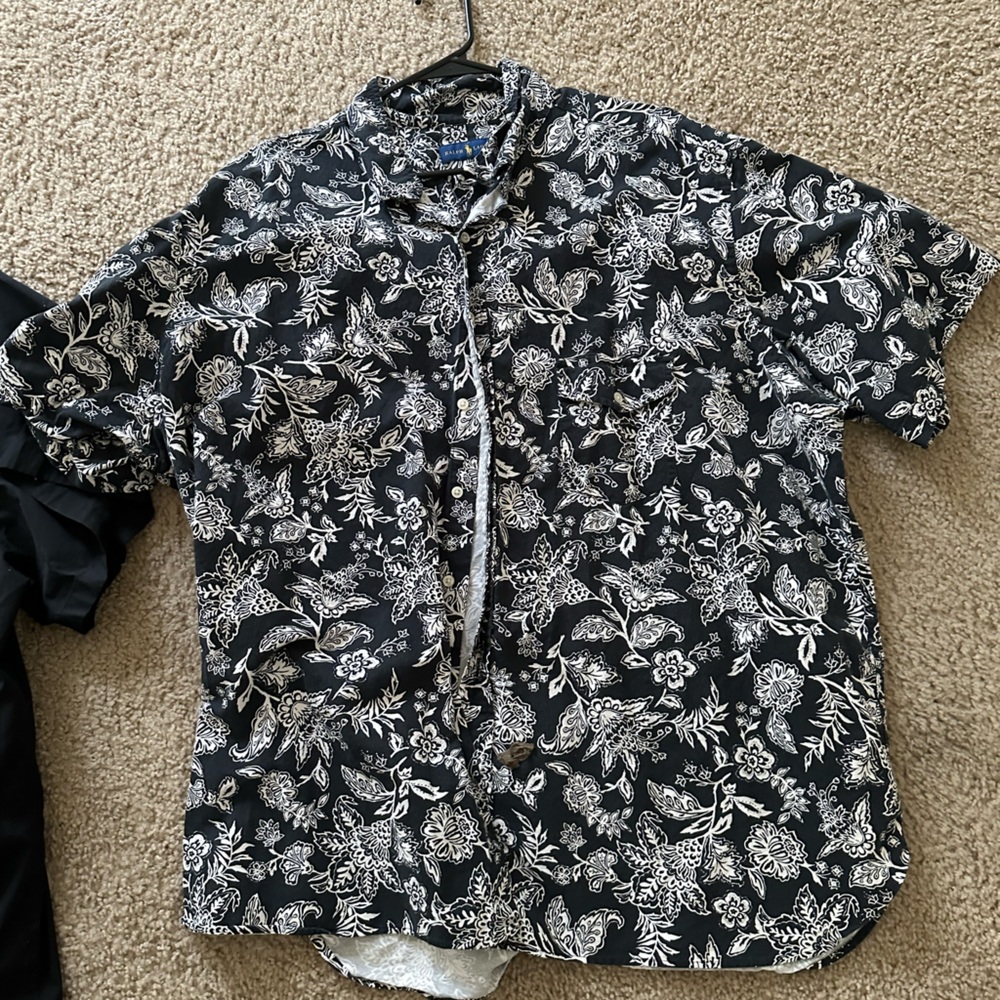 Men's big and tall black and floral print shirt 4xl